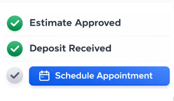 Approved estimate status card showing deposit received